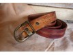 Ceinture en cuir, boucle  argenté, largeur 35 mm