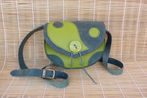 Sac à main en cuir ''vert kaki et vert olive foncé''